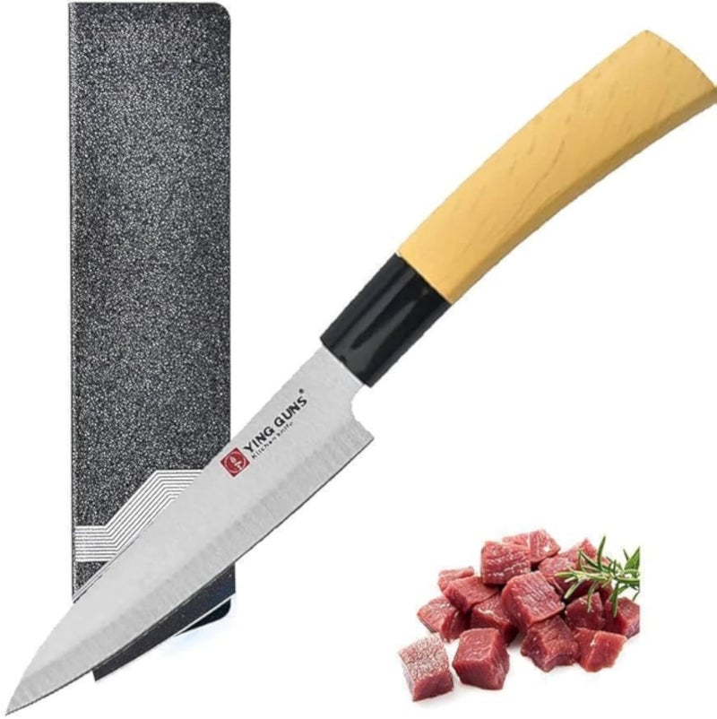 سكين Ultra Slice - سكين طاهٍ صغير الحجم 5 بوصات مصنوع من فولاذ عالي الكربون، يتميز بحافة حادة للغاية، ومقبض مريح مبطن، وتصميم خفيف الوزن، وثبات ممتاز، وهو مثالي لتقطيع الفاكهة والخضراوات واللحوم بسرعة ونظافة.